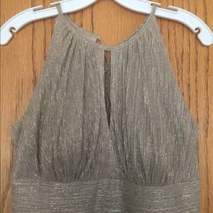 Metallic Keyhole Halter A-line Dress